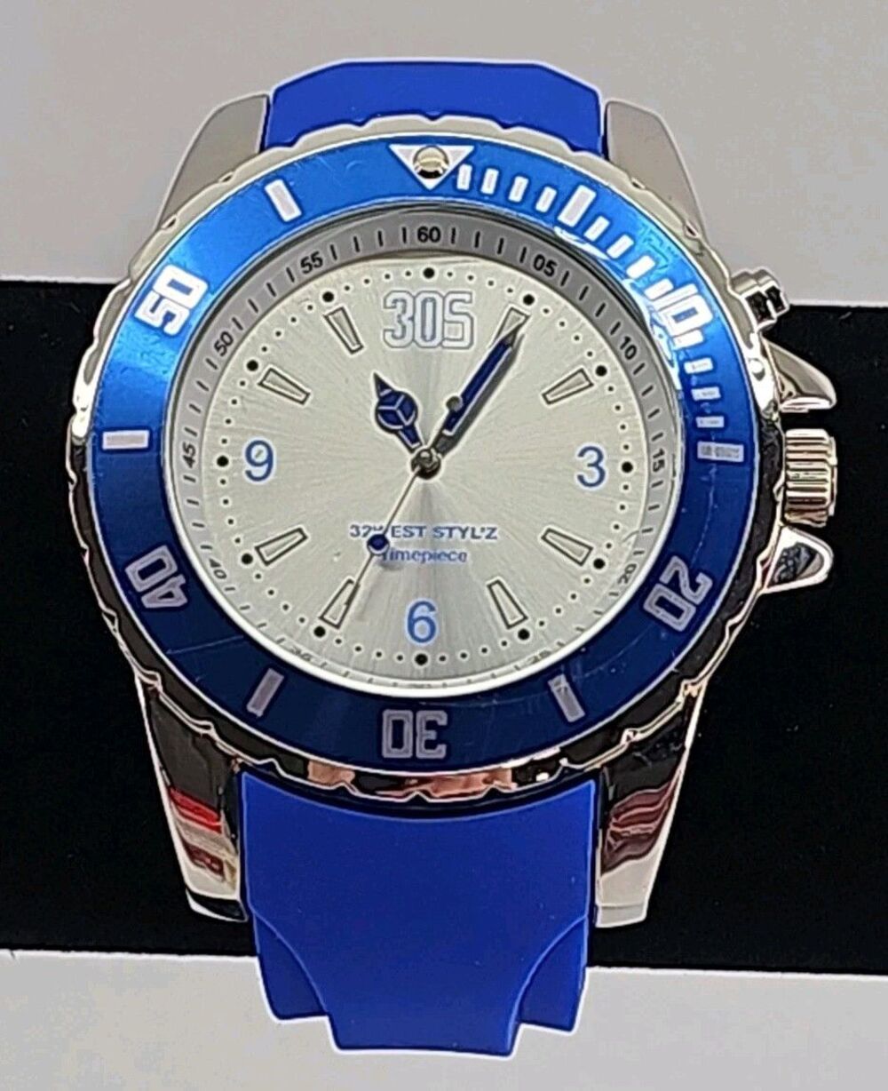 32West Styl'z Men's Watch Light Blue Color Strap & Bezel 305 Styl'z on dial NEW